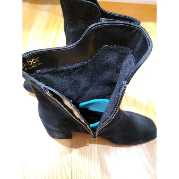 Gabor Boots Women's Mid Calf Suede Leather Black Booties Size 7 M US 4.5 UK - Picture 5 of 6